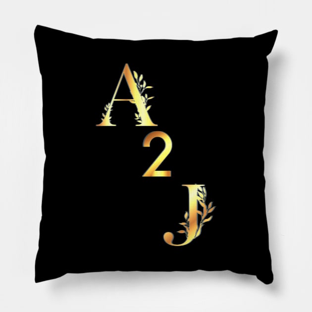 Golden A 2 J Pillow by Blue Butterfly Designs 