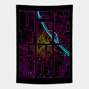 Vienna, Austria City Map Typography - Neon Tapestry