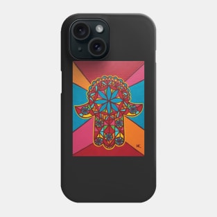 Flower Power Hamsa by Harriette Knight Phone Case