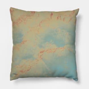 Abstract rugged rock texture, orange and blue Pillow