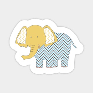 Adorable Friendly Elephant lover Blue and Yellow Pattern Design Magnet