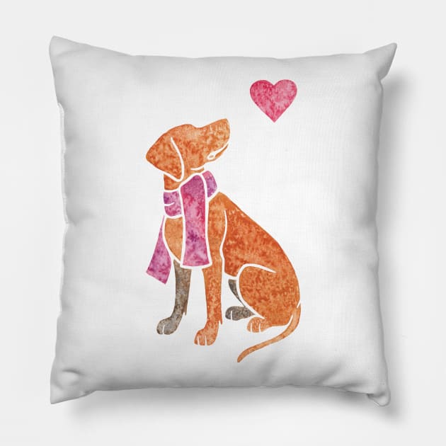 Watercolour Vizsla Pillow by animalartbyjess