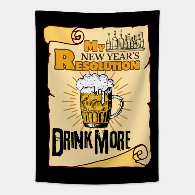 My New Year's Resolution: Drink More Beer - Funny Beer Tapestry by SEIKA by FP