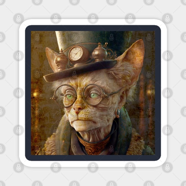 Steampunk Cat Lady Magnet by CatCoconut-Art