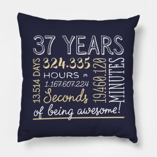 37th Birthday Gifts - 37 Years of being Awesome in Hours & Seconds Pillow