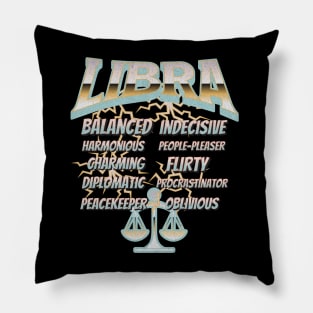 Libra Retro 90s Band Zodiac Birthday Traits Lightning Pillow