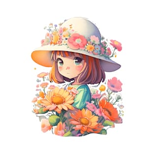 Cute girl wearing sunhat T-Shirt