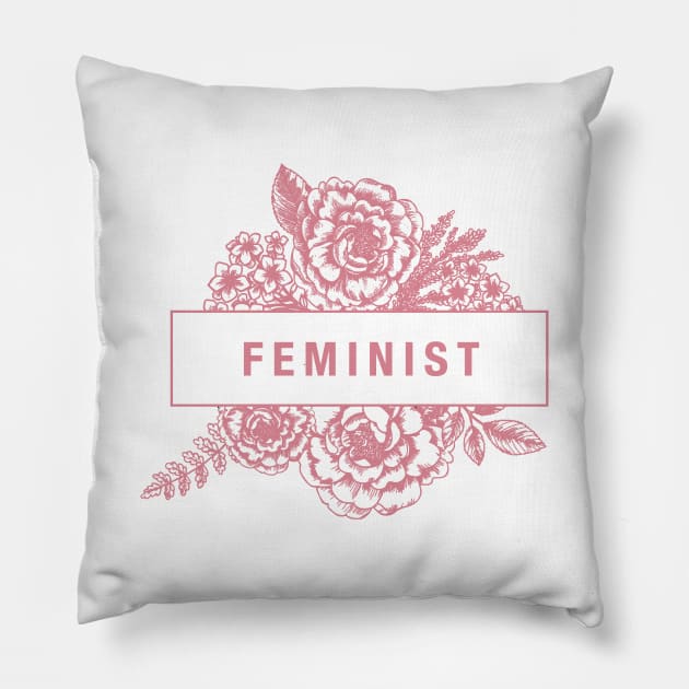 Floral FEMINIST Sticker Pillow by aterkaderk