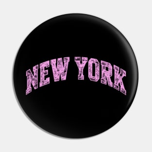 New York Varsity Pink Text Pin