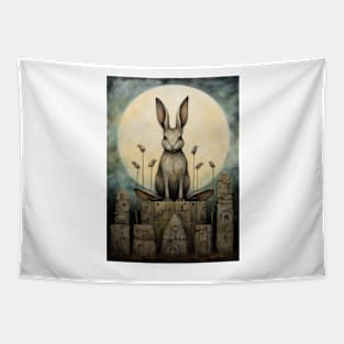 Hare, Pagan Hare, Pagan Art, Moon, Animal, Tapestry