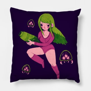 green and pink Pillow