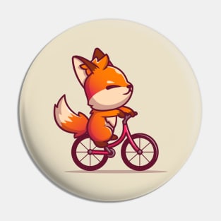 Cute Fox Riding Bike Pin