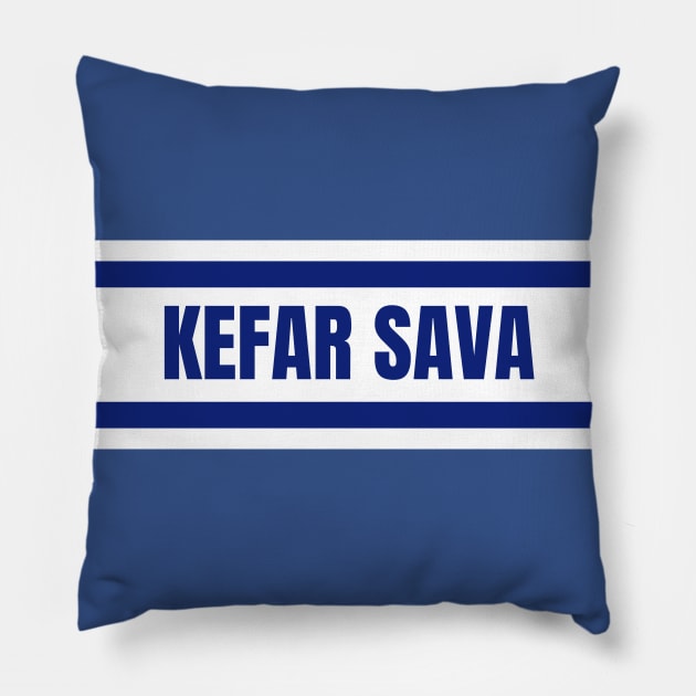 Kefar Sava City in Israel Flag Colors Pillow by aybe7elf