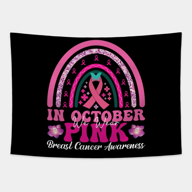 In October We Wear Pink Breast Cancer Tapestry by albaley