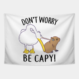 Don't Worry, Be Capy. Capybara Orange Unbothered Funny Tapestry