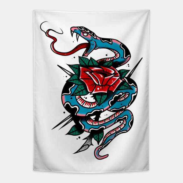 Snake & Rose Tapestry by Scottconnick