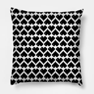 Seamless Pattern of Black Pixel Hearts Pillow