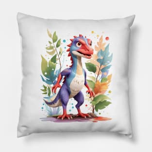 Colorful Jurassic Dinosaur Cute Velociraptor Raptor Pillow