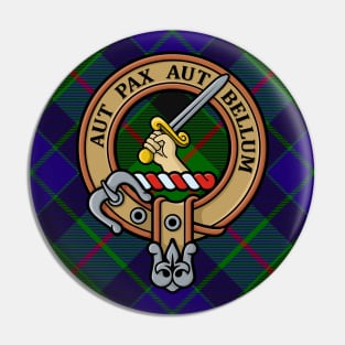 Clan Gunn Crest over Tartan Pin