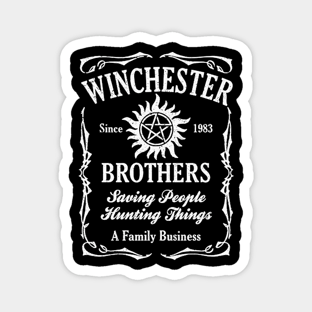 Winchester Since 1983 Brothers Saving People Hunting Magnet by Den Tbd