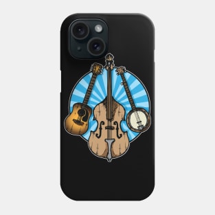 Bluegrass/Folk Music Instruments Blue Background Phone Case