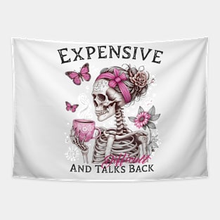 Expensive Difficult And Talks Back, Mom Skeleton, Funny Saying, Retro Tapestry