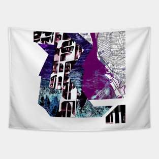 the water city in ecopop graphics map collage art Tapestry