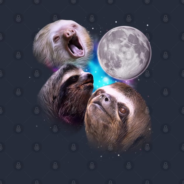 Three Sloths Howl at the Moon by darklordpug