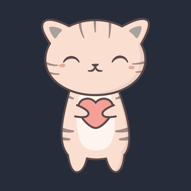 Stripy Kawaii Cute Cat by happinessinatee