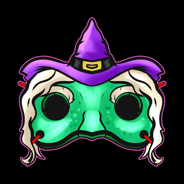 Evil Green Witch With Hat Mask Costume For Halloween by SinBle