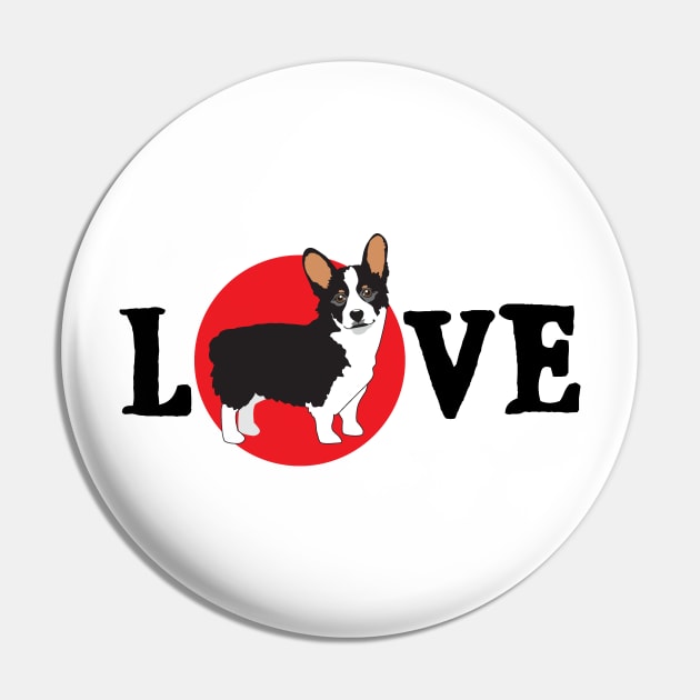 Love Corgi Tri Color Dog Pin by HotPinkStudio.Me