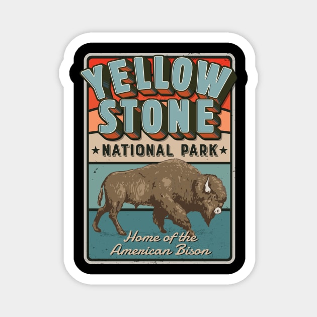Yellowstone American Bison Vintage Magnet by MarkusShirts