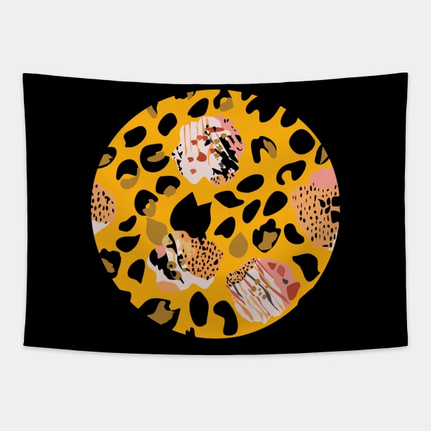 Modern abstract rose and leopard texture Tapestry by dvongart