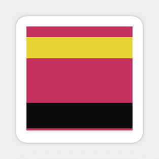 A single concoction of Very Light Pink, Raisin Black, Almost Black, Dark Pink and Piss Yellow stripes. Magnet