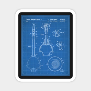 Toilet Plunger Patent - Housewarming Bathroom Art - Blueprint Magnet