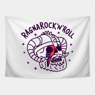 Ragnarock 'n' Roll - lightning bolt on Viking helmet skull Tapestry