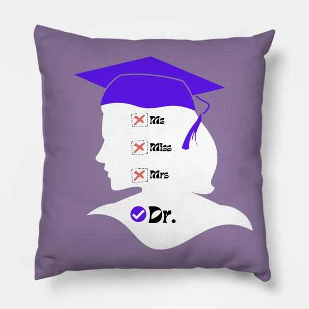 Purple Graduation Cap Miss Ms Mrs Dr for New Graduate | Dark Variant Pillow by ArtcoZen