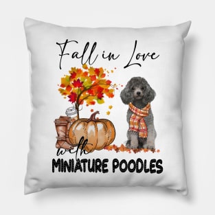 Miniature Poodle Fall In Love Scarf Silver Funny Miniature Poodles Pillow