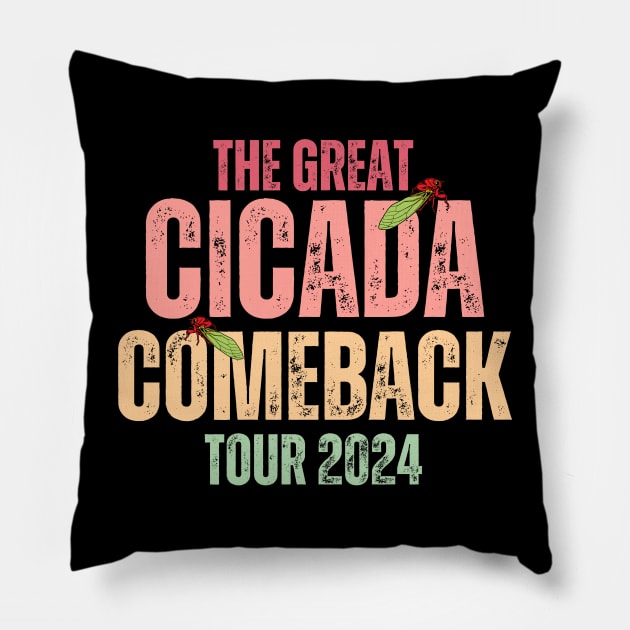 The Great Cicada Comeback Tour 2024 Pillow by Point Shop