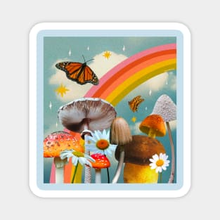 Vintage Mushroom Collage Magnet