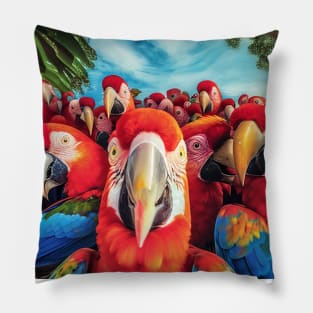 Bird Parrot Wild Nature Funny Happy Humor Photo Selfie Pillow