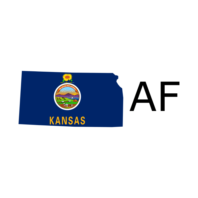 Kansas Flag State Outline AF (black) by Big Term Designs