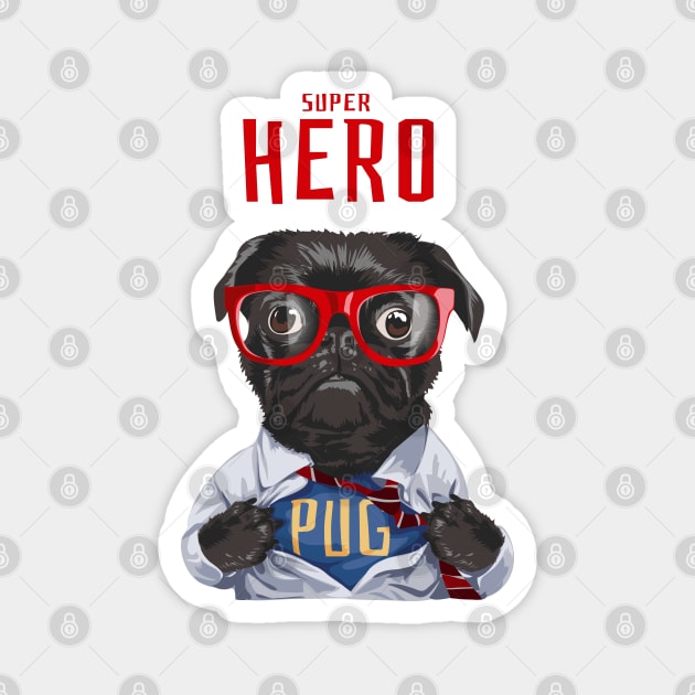 Super Hero Pug Magnet by Mako Design 