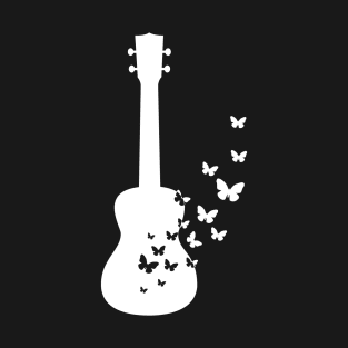 Ukulele Silhouette Turning Into Butterflies T-Shirt