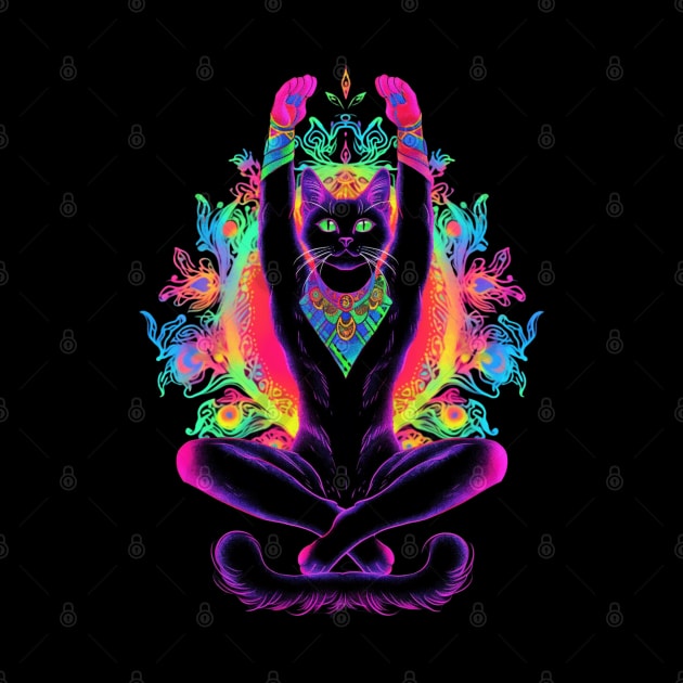 Psychedelic Trippy Hippie Cat Guru  - Positive Vibes by We Anomaly