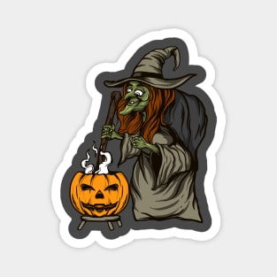 Halloween witch and pumpkin Magnet