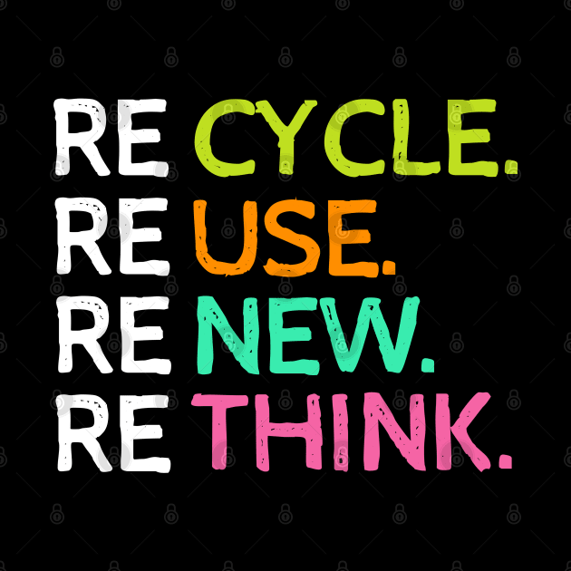 Recycle Reuse Renew Rethink, Vintage. by Traditional-pct