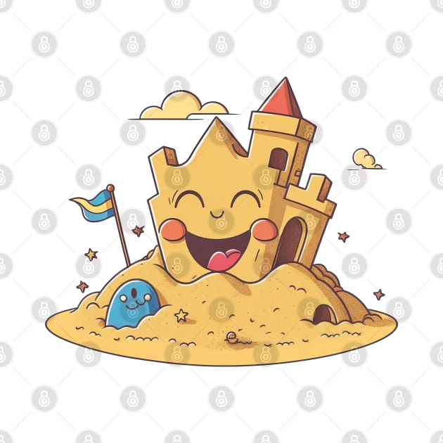 Cute happy sand castle on the beach by Quixar