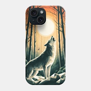 Low Poly Howling Wolf Phone Case