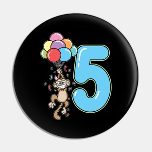 Fifth 5th Balloon Monkey Children's Birthday Pin